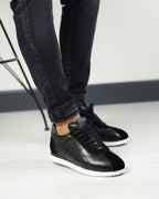 002 SİYAH DERİ ERKEK SNEAKERS AYAKKABI