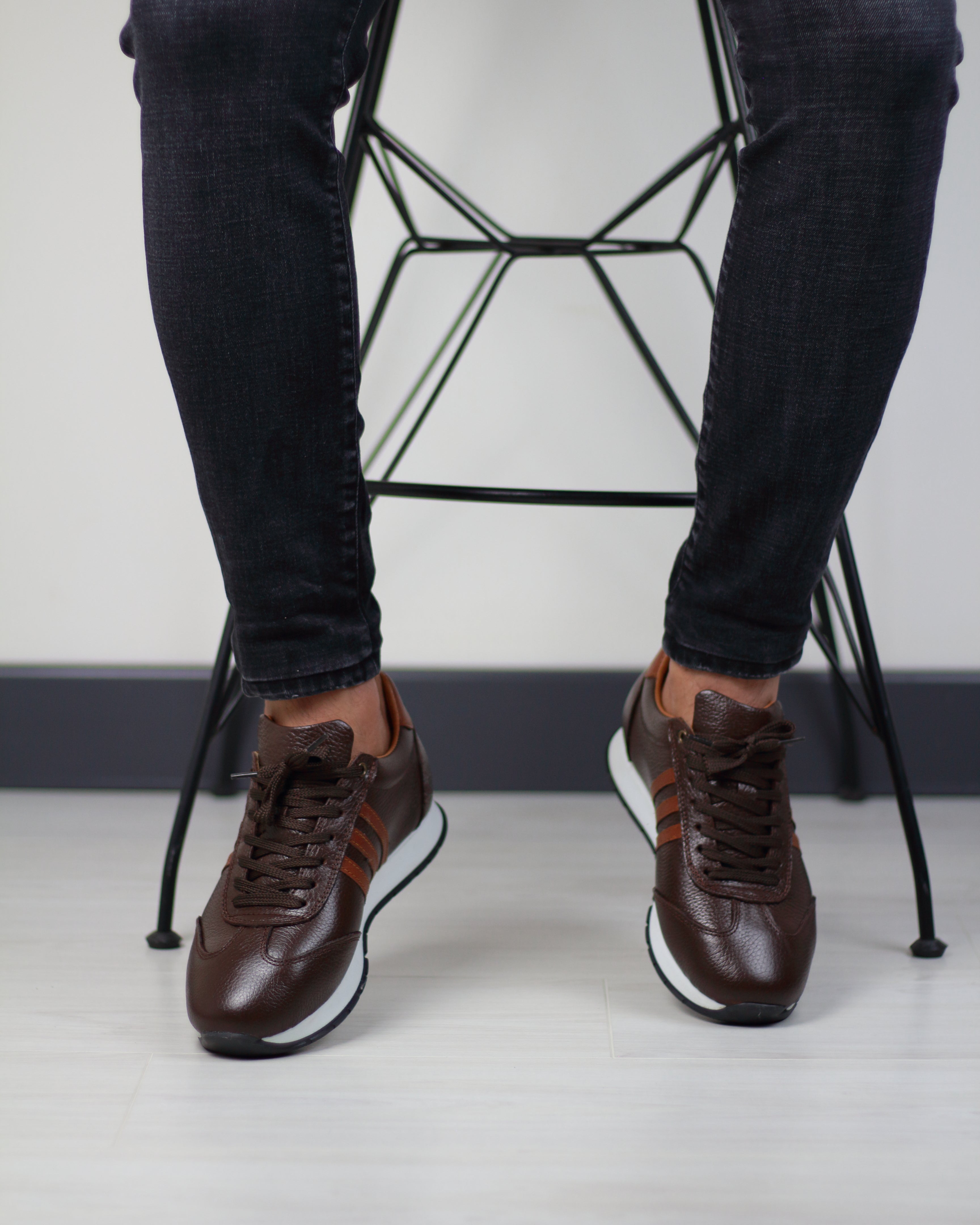 KAHVERENGİ DERİ ERKEK SPOR AYAKKABI