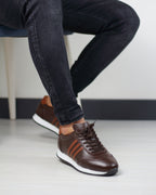 KAHVERENGİ DERİ ERKEK SPOR AYAKKABI