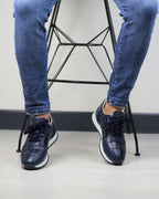 LACİVERT DERİ ERKEK SPOR AYAKKABI