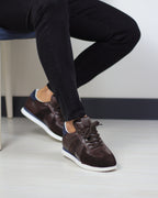 KAHVERENGİ DERİ ERKEK SNEAKERS AYAKKABI
