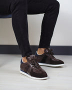 KAHVERENGİ DERİ ERKEK SNEAKERS AYAKKABI