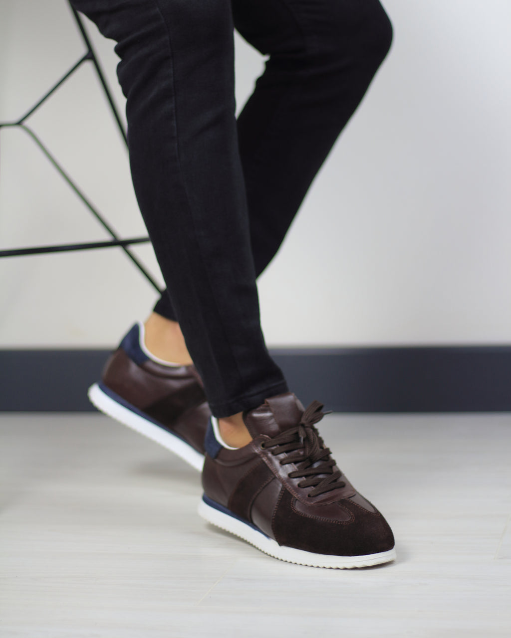 KAHVERENGİ DERİ ERKEK SNEAKERS AYAKKABI