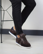 KAHVERENGİ DERİ ERKEK SNEAKERS AYAKKABI