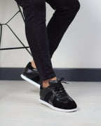 SİYAH DERİ ERKEK SENAKERS AYAKKABI