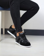 SİYAH DERİ ERKEK SENAKERS AYAKKABI