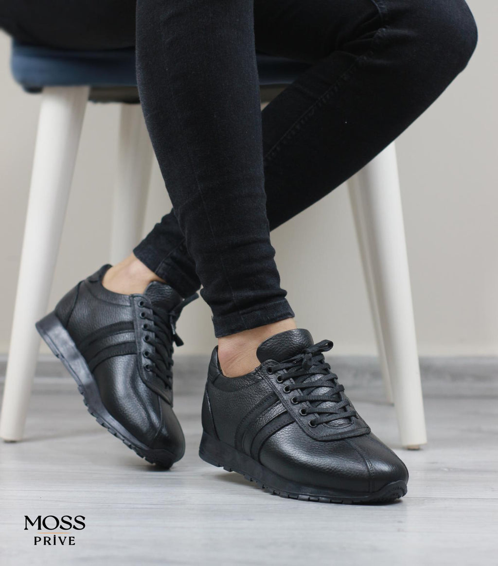 SİYAH DERİ ERKEK SPOR AYAKKABI