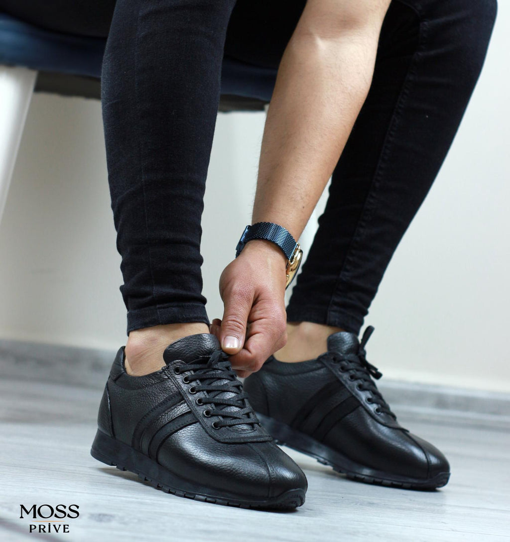 SİYAH DERİ ERKEK SPOR AYAKKABI