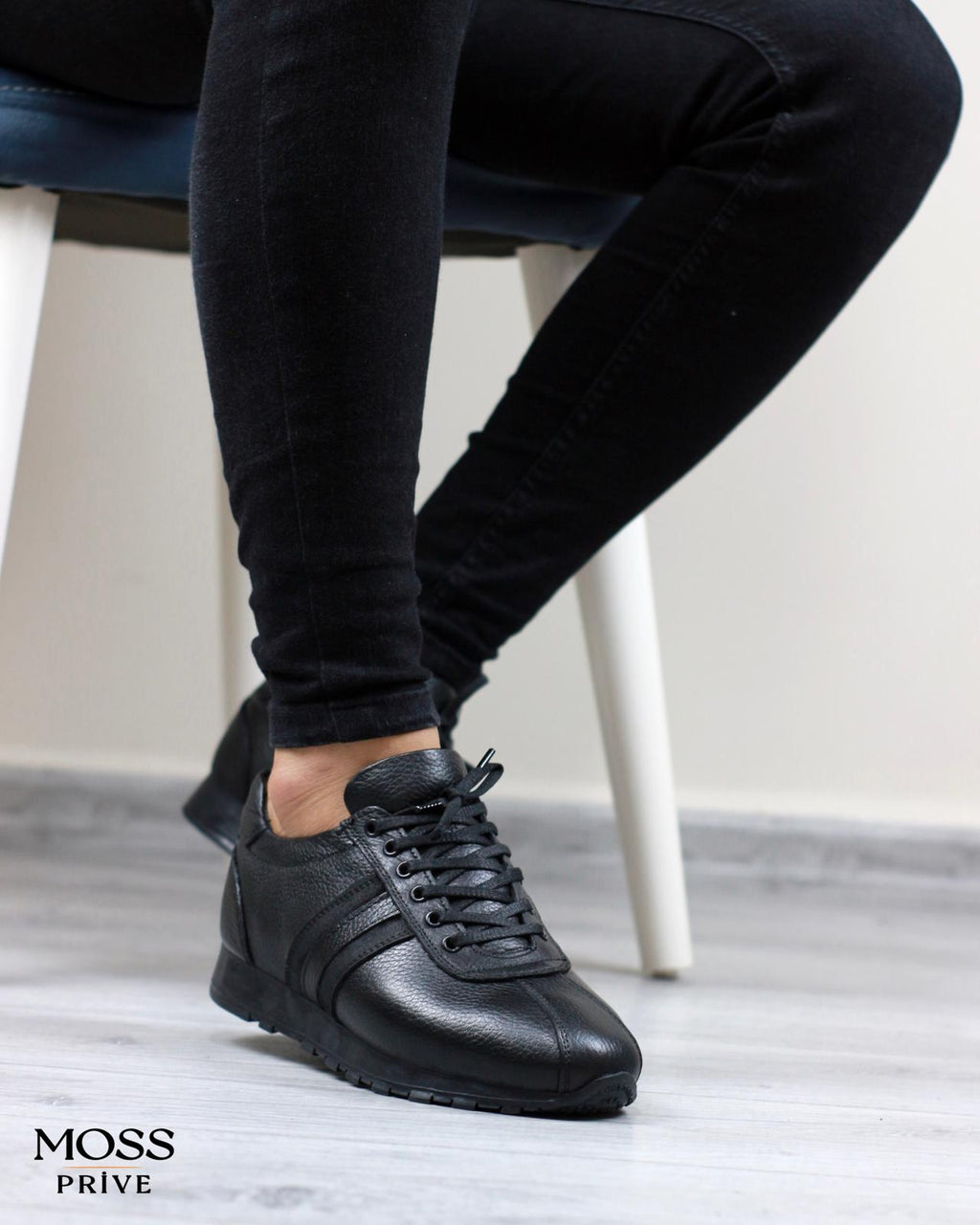 SİYAH DERİ ERKEK SPOR AYAKKABI