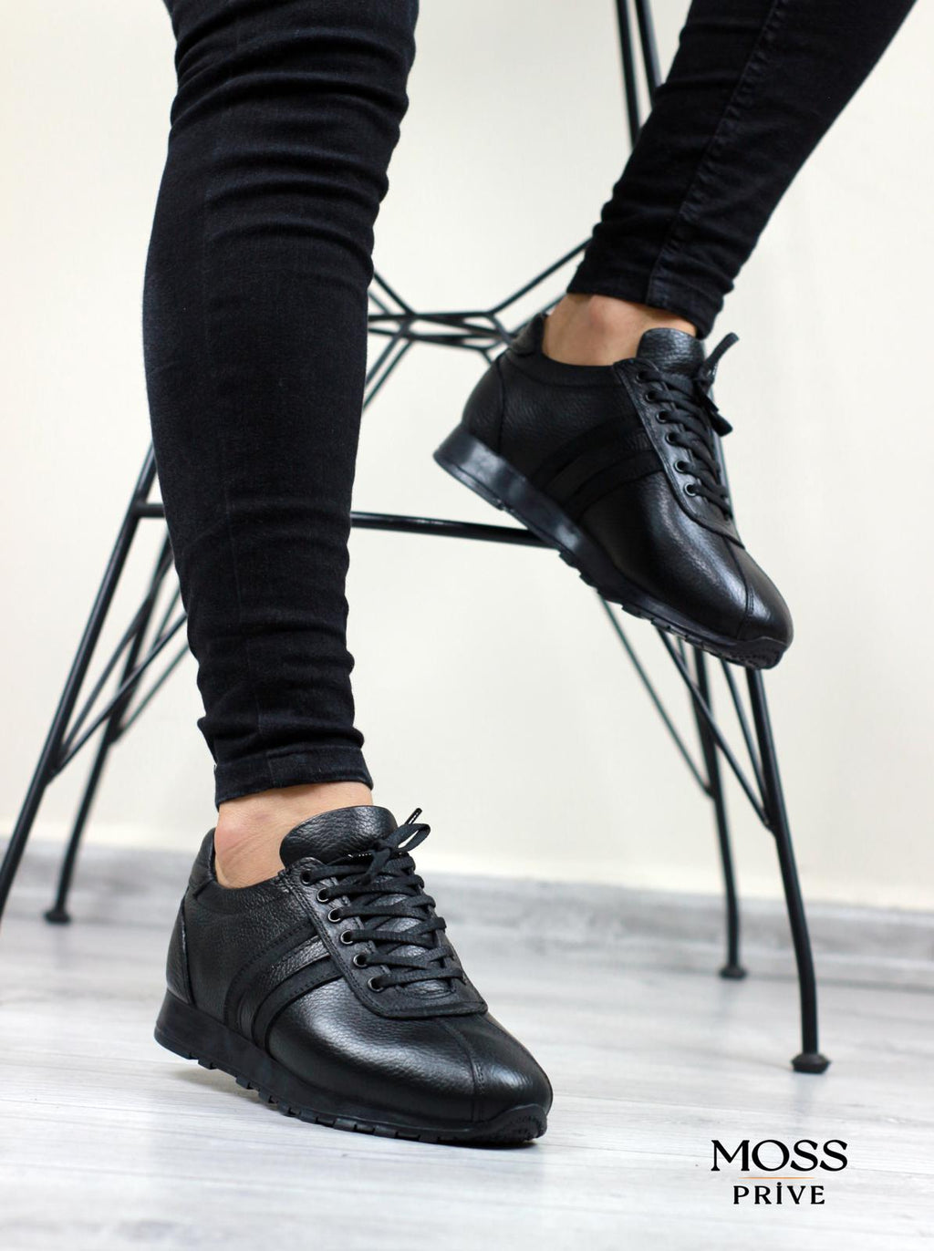 SİYAH DERİ ERKEK SPOR AYAKKABI