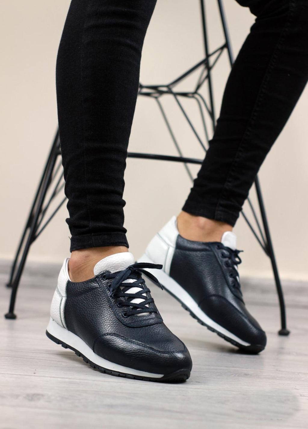 LACİVERT DERİ ERKEK SPOR AYAKKABI