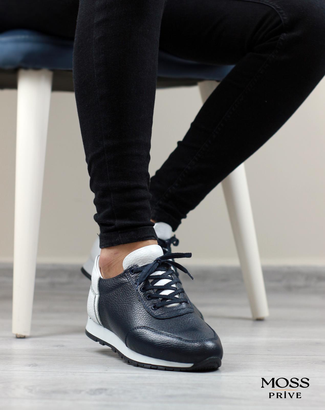 LACİVERT DERİ ERKEK SPOR AYAKKABI