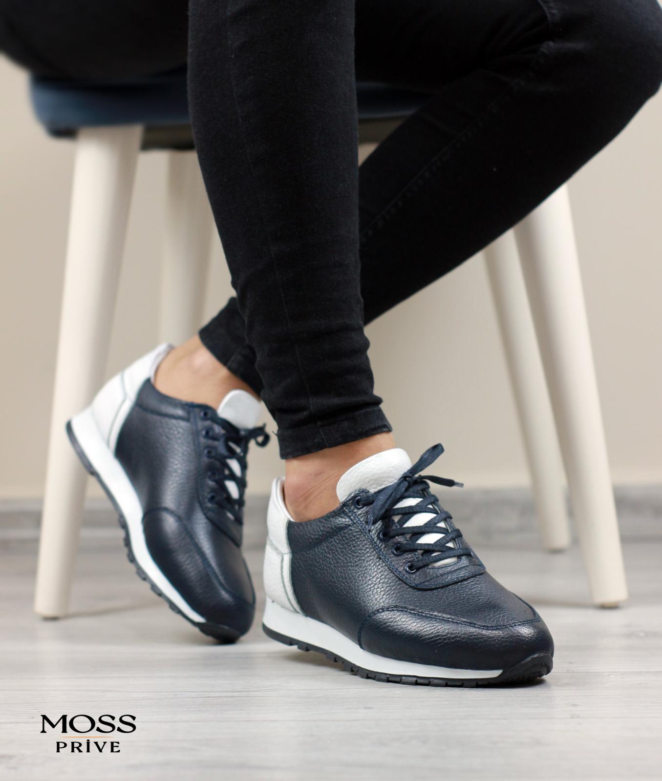 LACİVERT DERİ ERKEK SPOR AYAKKABI