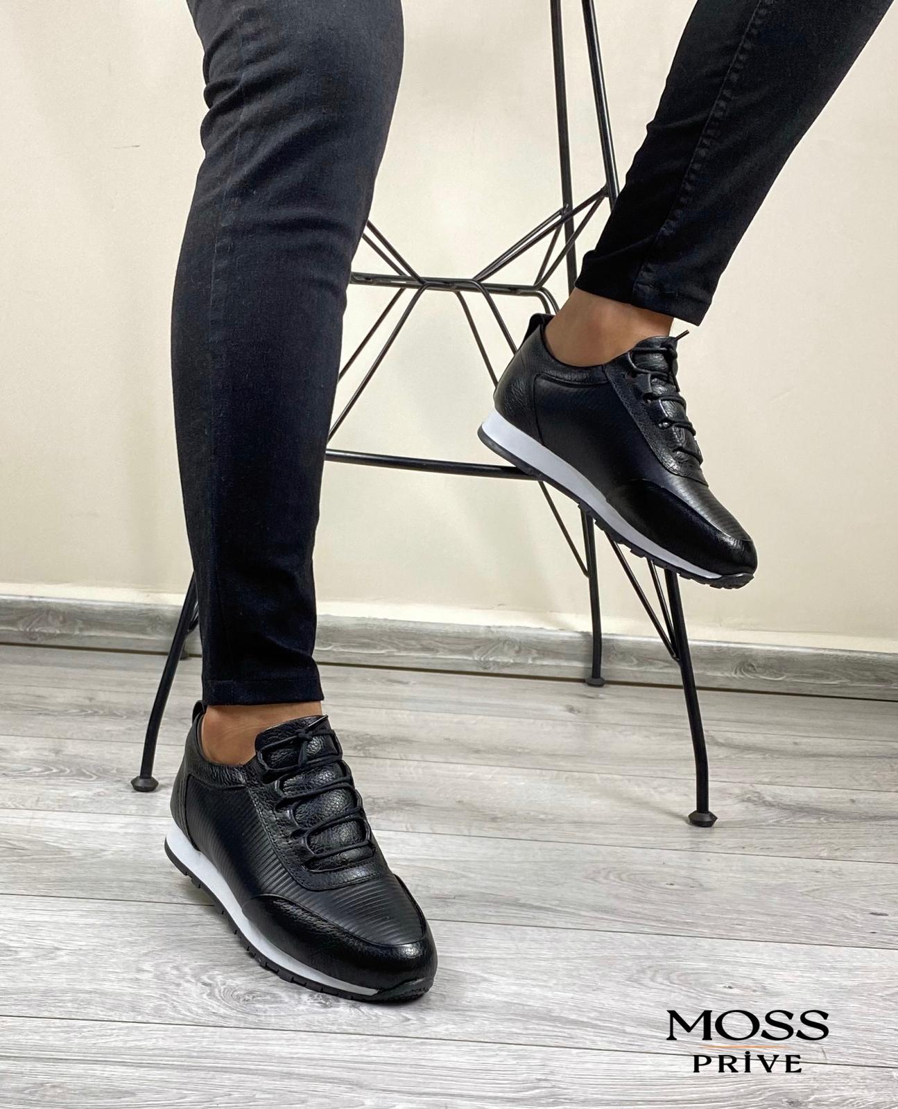 SİYAH DERİ ERKEK SPOR AYAKKABI