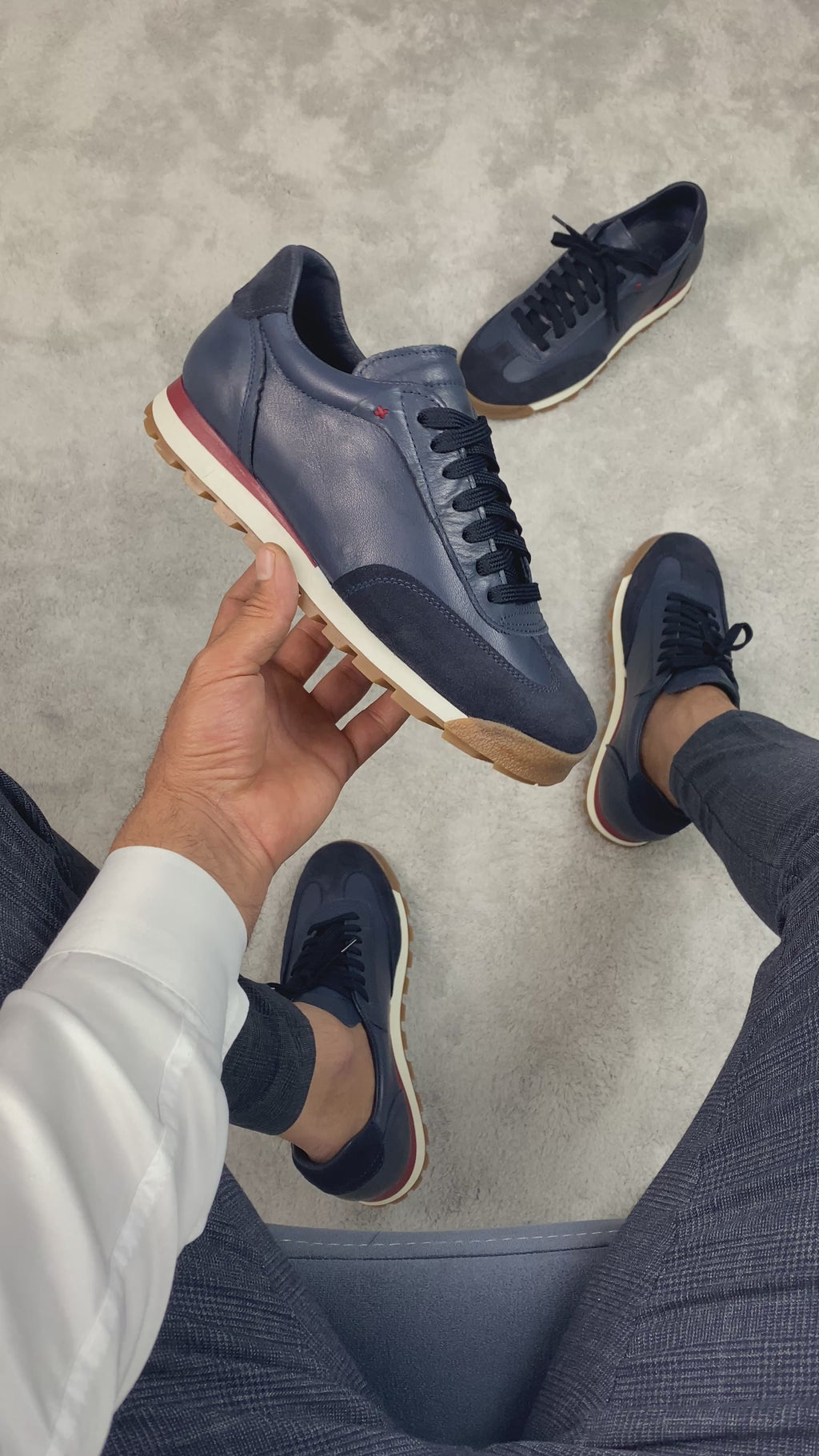 VARELLO LACİVERT DERİ ERKEK SNEAKERS AYAKKABI