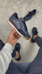 VARELLO LACİVERT DERİ ERKEK SNEAKERS AYAKKABI