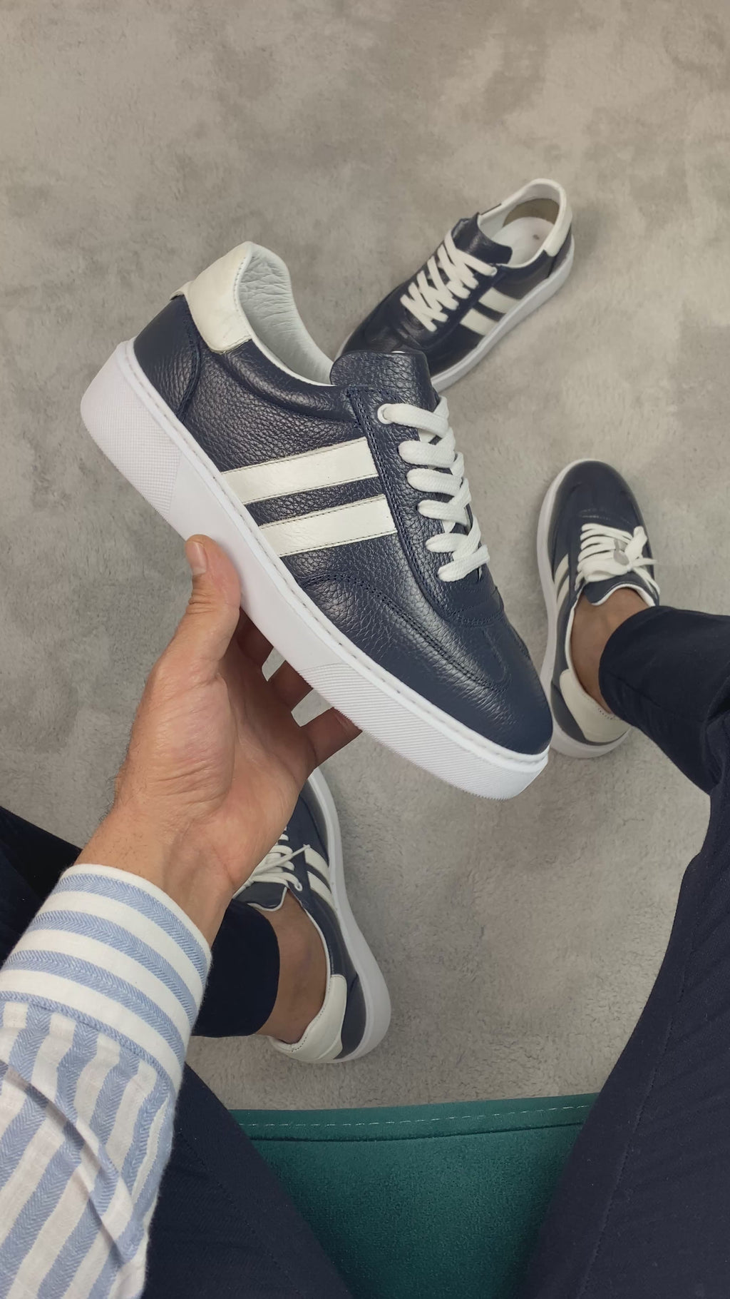 RİVİERA LACİVERT DERİ EVA TABAN ERKEK SNEAKERS AYAKKABI